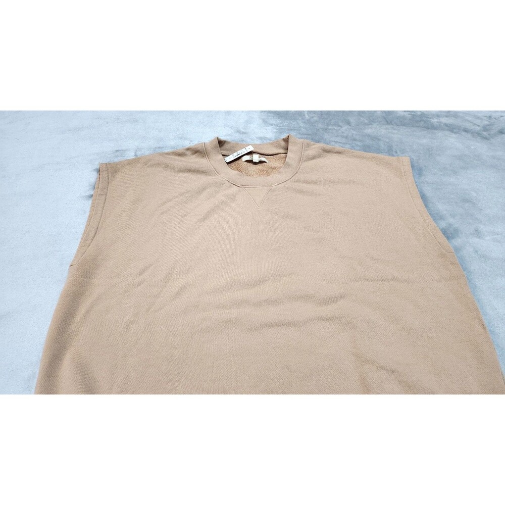 Madewell‎ Women's L Sandstone (Re)generative Cotton Ribbed High V-Neck Shirt NWT